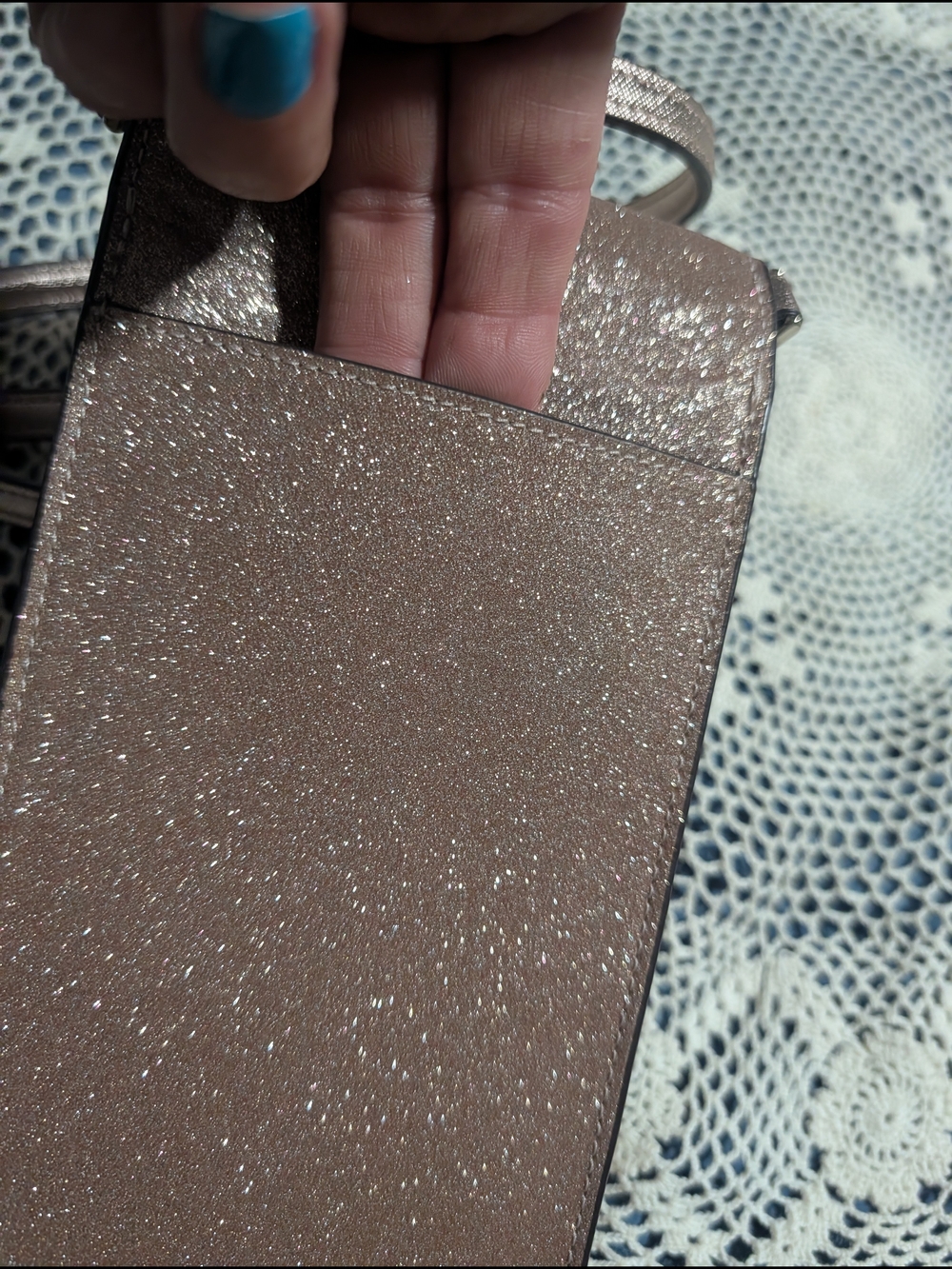 Kate Spade Glitter Crossbody Phone Wallet - Rose Gold - Picture 6 of 9
